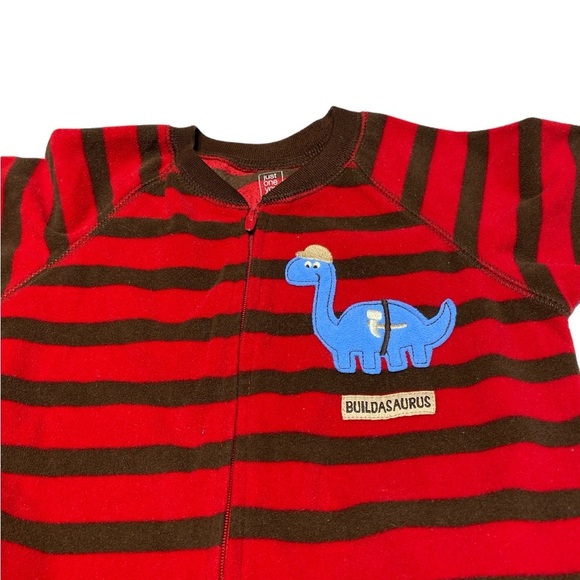 Just One You Carters one piece footed fleece pajamas 100% poly red brown… - Picture 3 of 8